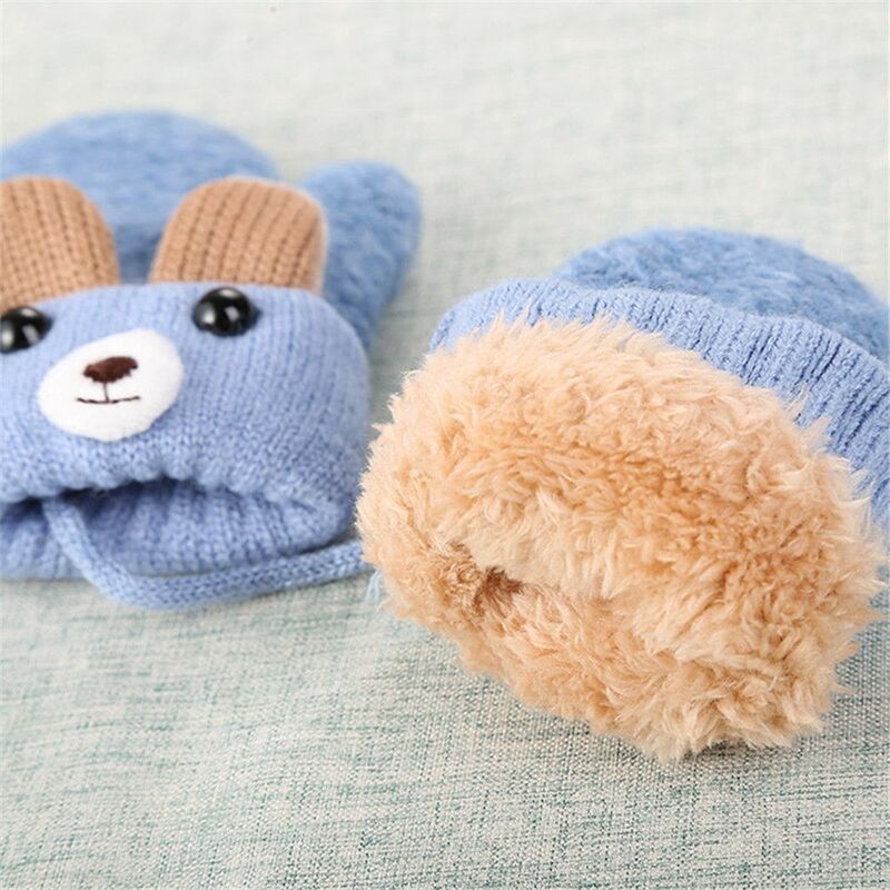 Winter 0-3 Years Old Boys Girls Baby Newborn Kids Gloves Knitted Mittens Thick Warm Cute Cartoon