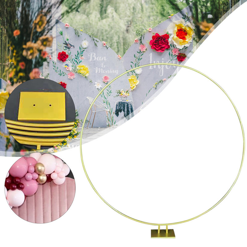 قوس زفاف دائري معدني ذهبي ، رف عرض بالونات الزهور ، حامل ديكور خلفية ، حفلة عيد ميلاد ، أحداث ، خلفية مول ، 2 متر
