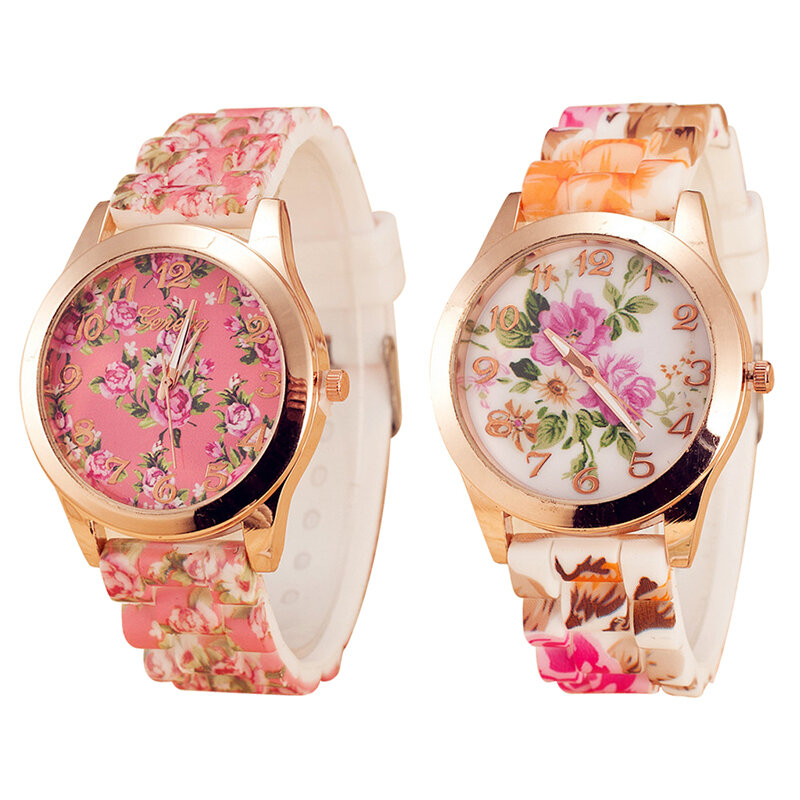ساعة يد نسائية بنمط زهور ، تصميم متعدد الألوان ، أنيقة وفاخرة ، هدية مثالية للسيدات ، أزياء مذهلة ، 1: 1: 3