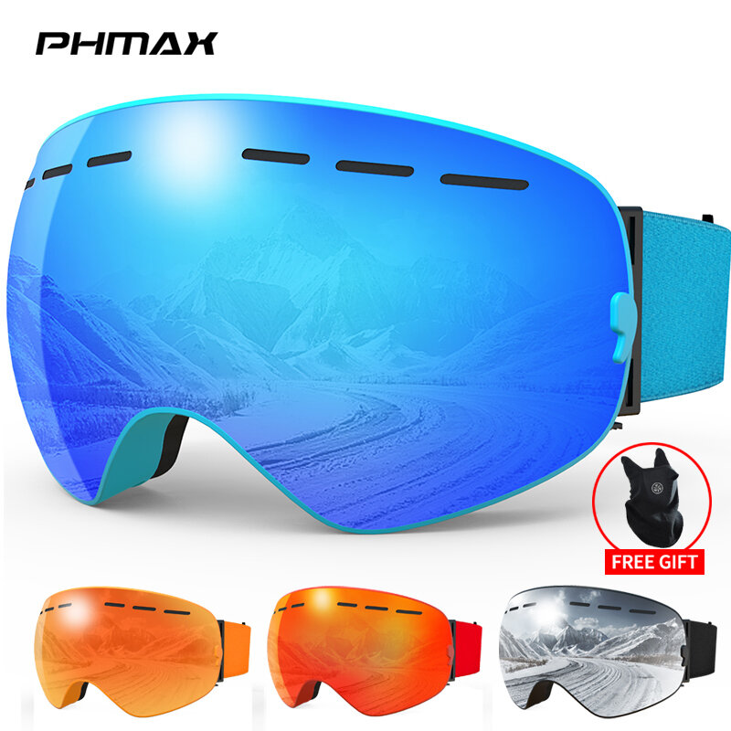 PHMAX ماركة نظارات التزلج طبقات مزدوجة مكافحة الضباب قناع للتزلج نظارات الرجال النساء على الجليد نظارات الرياضة في الهواء الطلق التزلج نظارات