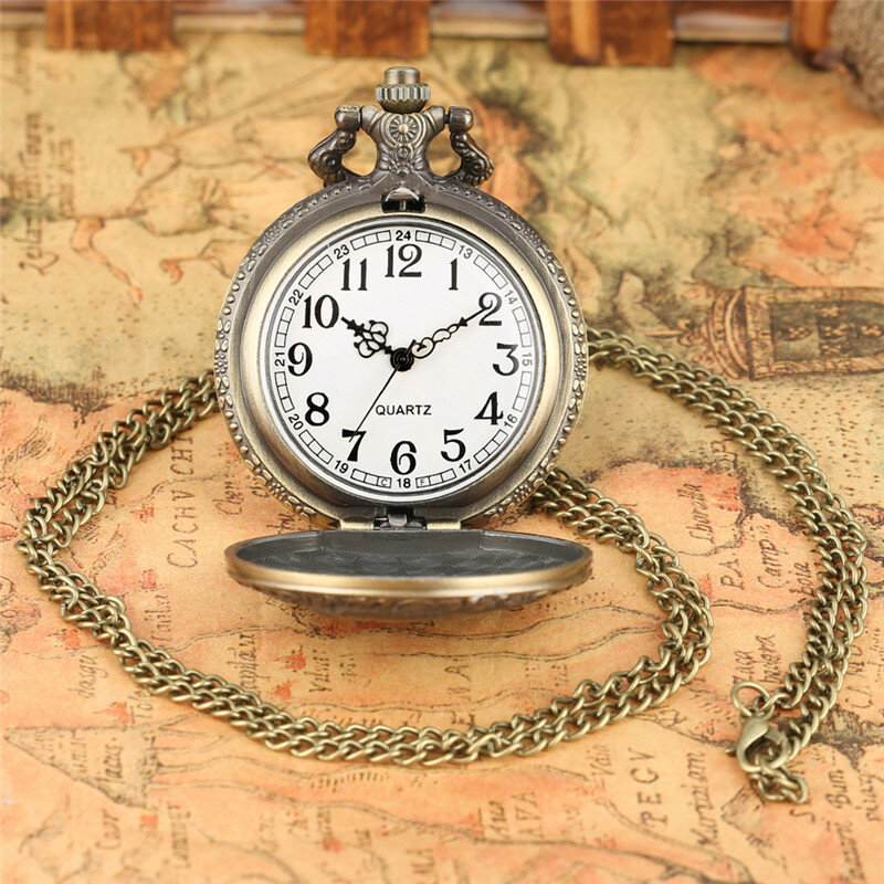 ساعة جيب كوارتز مع قلادة للرجال والنساء ، برونزية عتيقة ، الشعب الهندي ، سلسلة ، ملحق سهم ، ساعة ، هدية