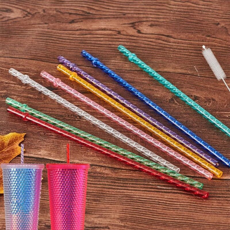 ماصات شرب بلاستيكية قابلة لإعادة الاستخدام متعددة الألوان مع مشابك ، لوازم الحفلات ، ماصة كبيرة القطر
