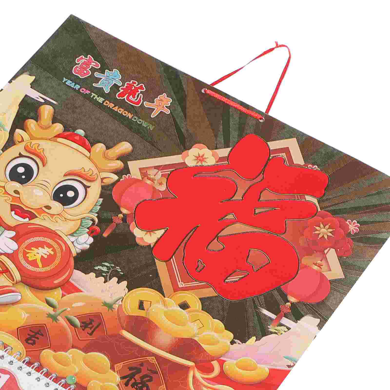 تقويم جداري تعليق فني دقيق على الطراز الصيني ، ديكور تقليدي للعام الجديد ، شنق