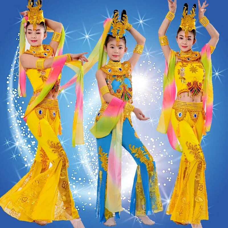 ازياء الرقص الكلاسيكي للأطفال ، فستان شاش أنيق ، فستان تدريب للفتيات ، الرقص الصيني