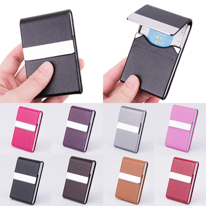 الفولاذ المقاوم للصدأ متعدد الألوان الأعمال حامل بطاقة اسم حامل بطاقة ضئيلة جيب مشبك بطاقة الائتمان صندوق معرف حافظة بطاقات