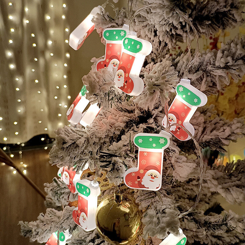 سلسلة إضاءة معلقة لعيد الميلاد ، ثلج ، سانتا ، ينظف مصباح شجرة عيد الميلاد ، المعلقات الحلي ، ديكور عيد ميلاد سعيد ، 1.5 متر ، 10LED