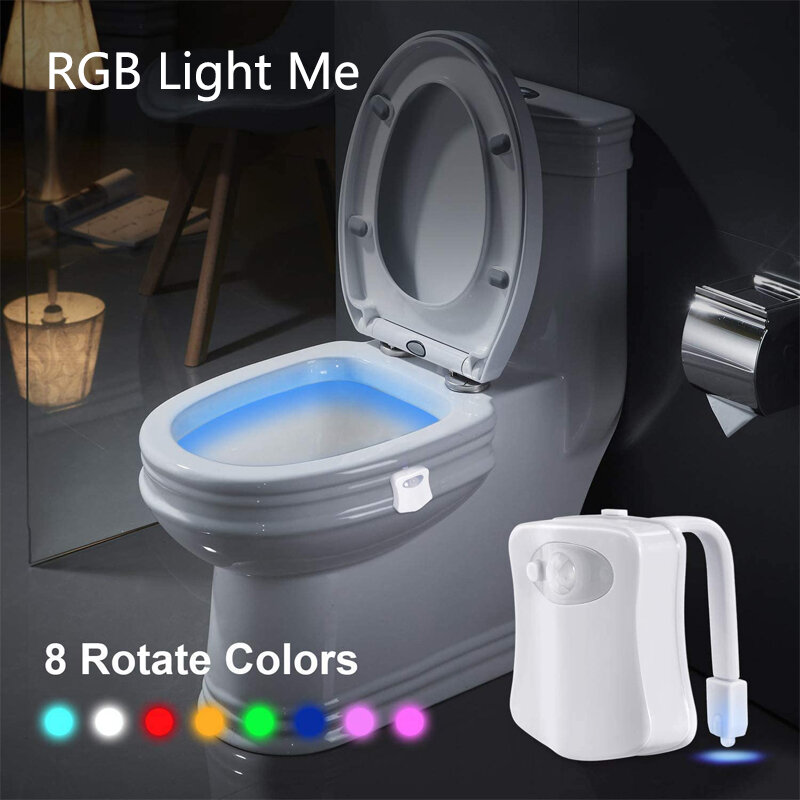 PIR محس حركة ضوء الليل بطارية تعمل بالطاقة مصباح حمام معلق للحمام غسل غرفة 8 ألوان مصابيح المرحاض مقاوم للماء