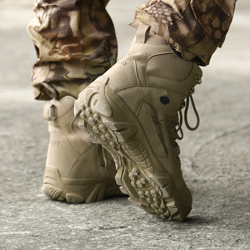 الرجال الأحذية العسكرية الرجال في الهواء الطلق البقر المدبوغ الكاحل الأحذية التكتيكية القتالية أحذية سلامة العمل أحذية للرجال عادية مقاوم للماء المشي الأحذية