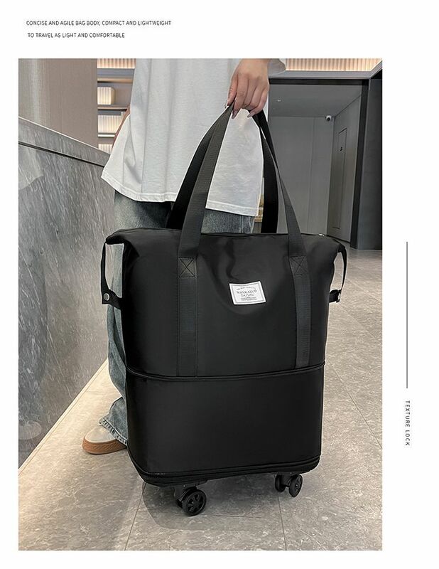 حقيبة سفر عالمية بعجلات ، حقيبة من القماش الخشن المحمولة الخفيفة ، حقيبة التخزين ، حقيبة حمل ذات سعة كبيرة
