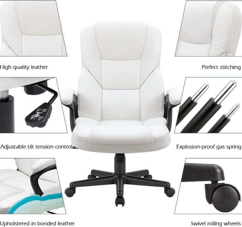 كرسي مكتب جلد فورماكس-بو مع أسفل الظهر ، كرسي تنفيذي ، ظهر مرتفع ، قابل للتعديل ، إدارة ، مكتب منزلي ، كمبيوتر دوار