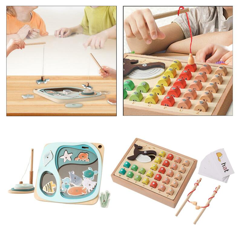 لعبة صيد مغناطيسية خشبية للأطفال الصغار ، لعبة تعلم المهارات الحركية الدقيقة ، ألغاز لفرز ألوان مونتيسوري ، هدية للأطفال ، من 3-6 سنوات