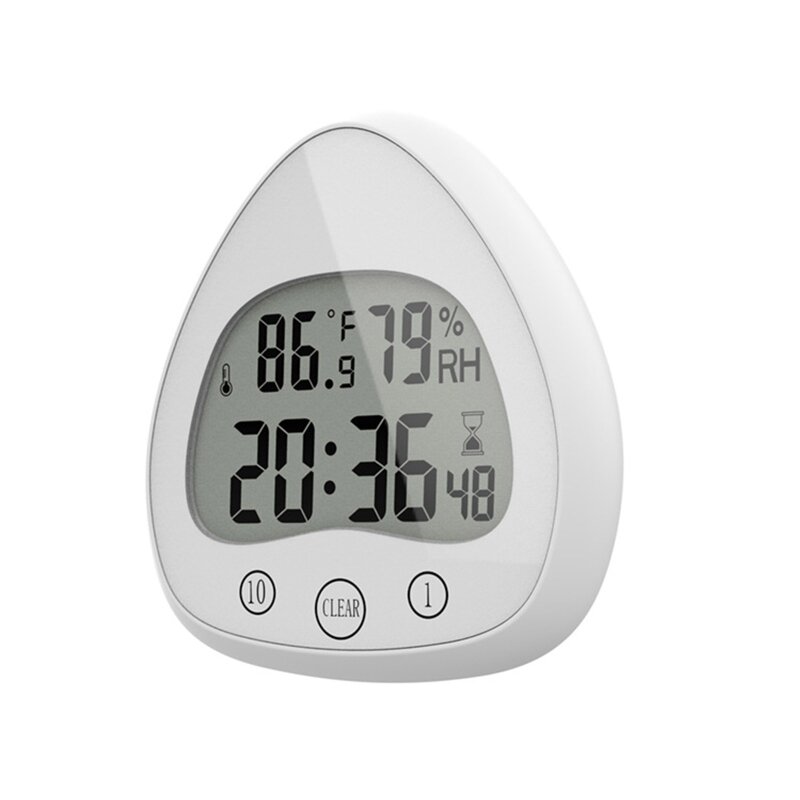 دش مقاوم للماء ساعة الحائط المطبخ الحمام LCD مؤقت الساعة الرقمية ثانية عداد درجة الحرارة و شاشة عرض الرطوبة 40JA