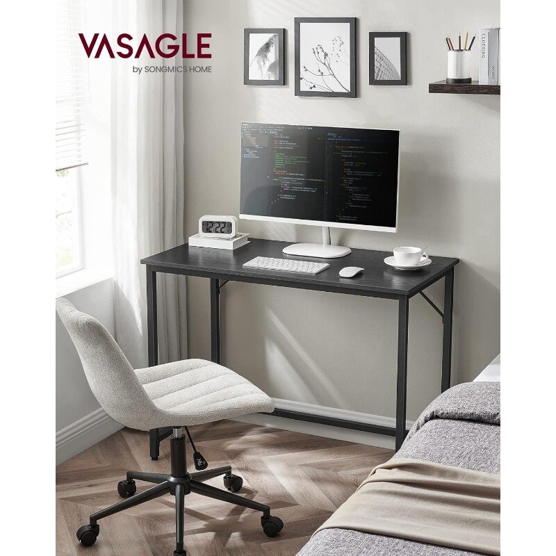 VASAGLE-مكتب ألعاب كمبيوتر ، مكتب منزلي ، مساحات صغيرة ، x ، من من من الطراز الصناعي ، إطار معدني