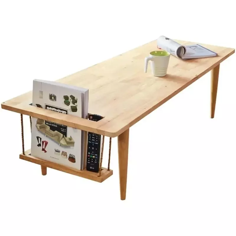 طاولة تقديم قهوة خشبية بأرجوحة صغيرة طبيعية ، طاولة حديثة في منتصف القرن ، غرفة معيشة ، مكتب ، بطول