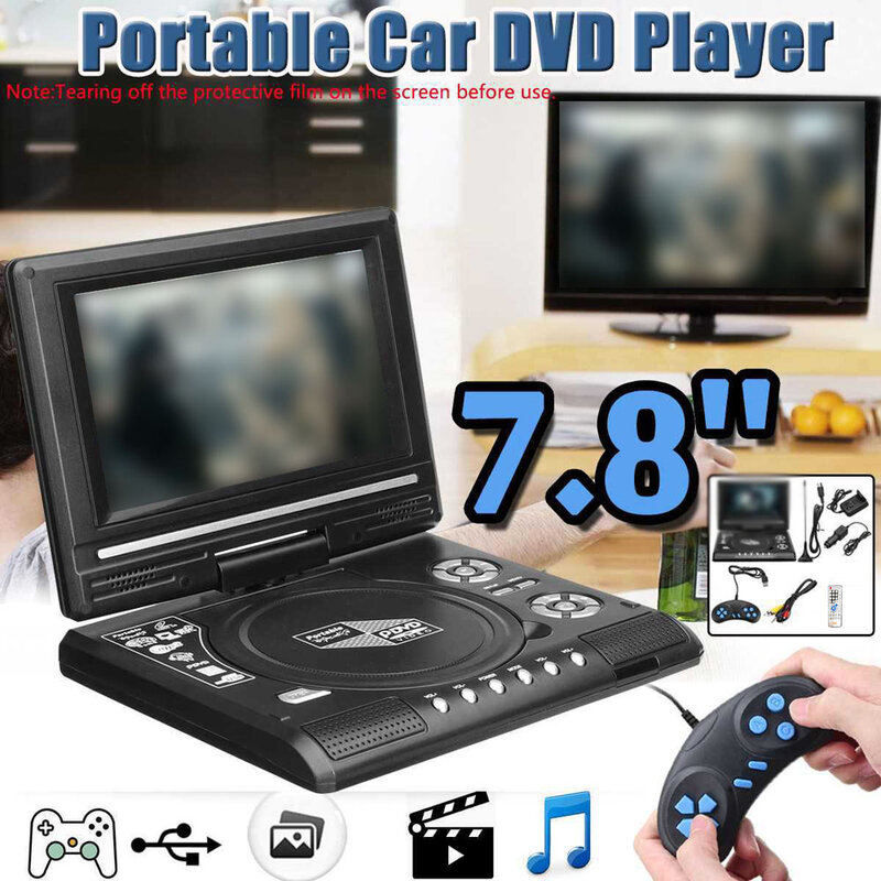 شاشة 7.8 بوصة 16:9 عريضة 270 درجة تدوير شاشة LCD الرئيسية سيارة TV DVD لاعب المحمولة VCD MP3 المشاهد مع وظيفة اللعبة