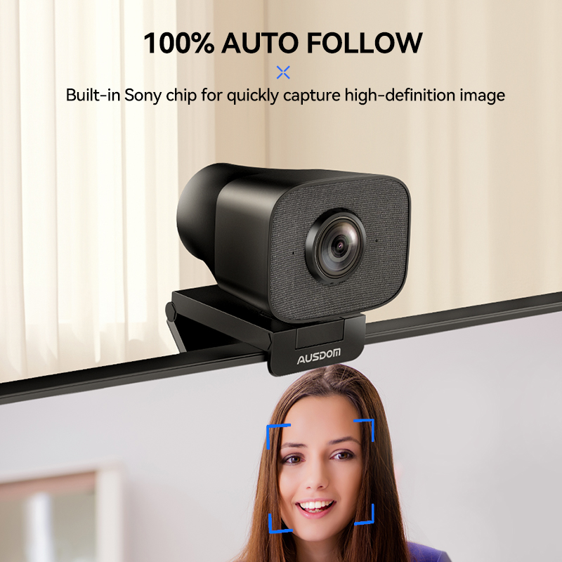 كاميرا ويب AUSDOM AW930 PRO ضبط تلقائي للصورة HDR 2K 100 درجة بزاوية واسعة من النوع C مع ميكروفون مزدوج لإلغاء الضوضاء للاجتماع/البث المباشر/OBS
