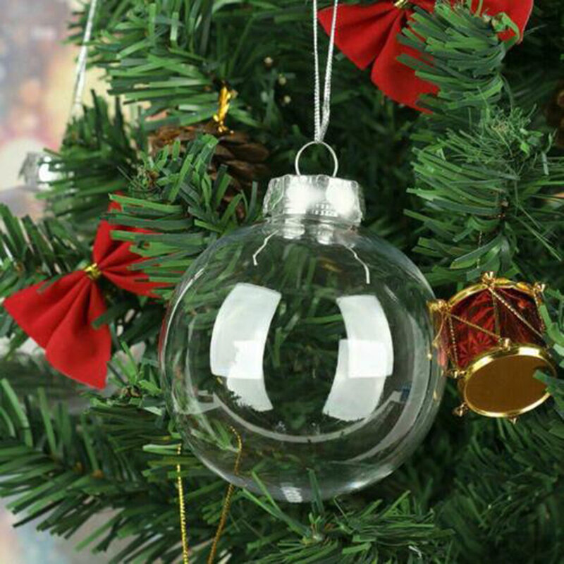 كرة زجاجية قزحية شفافة ، زخرفة شجرة عيد الميلاد ، قابلة للتعبئة ، واضحة ، حزمة من 12