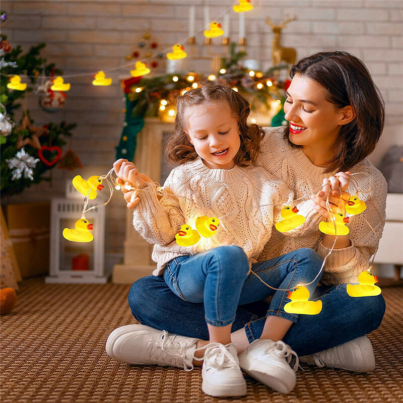 10/20 LED بطة صفراء أضواء سلسلة تعمل بالبطارية بالطاقة لطيف الحيوان بطة شكل جارلاند ضوء لعيد الميلاد عطلة جدار نافذة ديكور