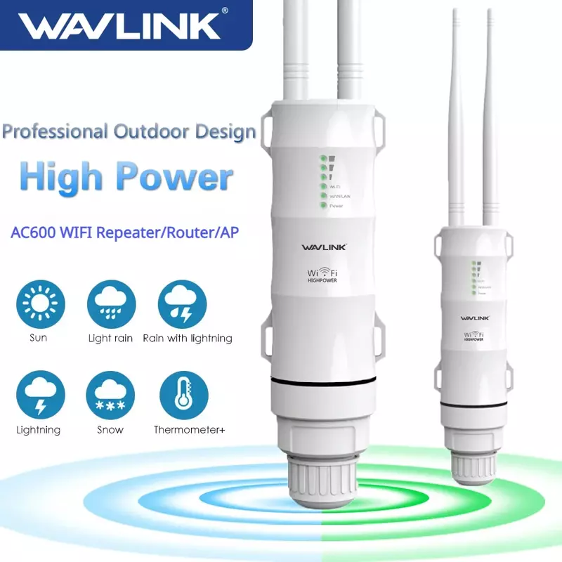Wavlink-جهاز تقوية إشارة واي فاي مقاوم للماء ، AC600 ، لاسلكي ، AP ، مكرر ، موسع جهاز التوجيه ، جسر 5G ، الاتحاد الأوروبي ، قابس أمريكي ، خارجي ، RJ45