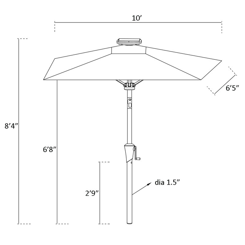 مستطيلة في الهواء الطلق الباحة السوق مظلة مع مصابيح ليد بالطاقة الشمسيّة 6.5x10 ft