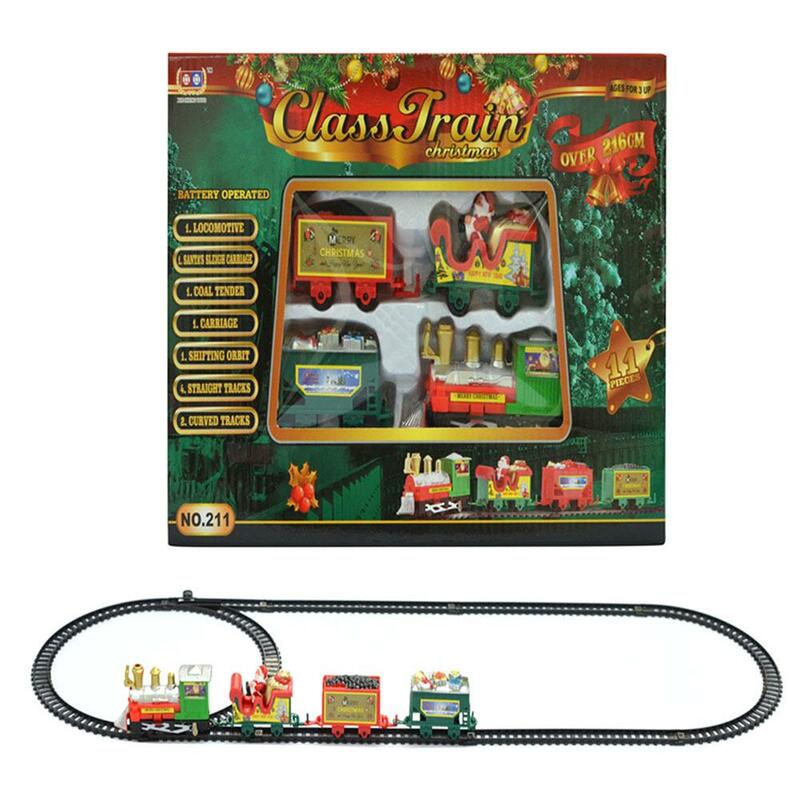 عيد الميلاد لعبة القطار الكهربائي للأطفال ، سيارة السكك الحديدية ، قطار صغير الديكورات ، لعبة شجرة مع الإطار ، صوت جديد ، Z 7D9 ، 1 Set ، 24 ، 2022