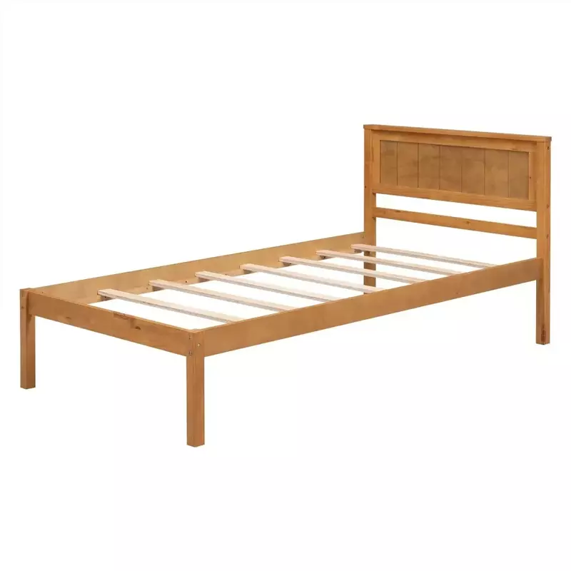 إطار سرير خشبي حديث مع لوح أمامي وشرائح ، إطارات سرير مزدوجة الحجم ، بدون زنبرك صندوق مطلوب