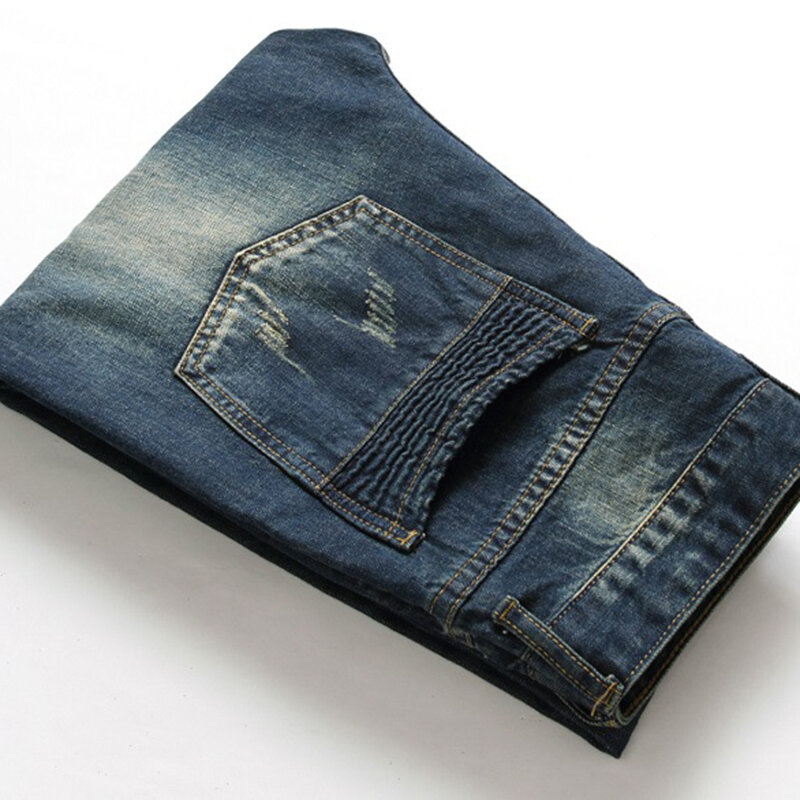 موضة جديدة لعام 2023 بنطال جينز رجالي قطني ممزق مثقوب غير رسمي جينز مستقيم سروال رجالي غير رسمي سراويل هيب هوب من قماش الدنيم