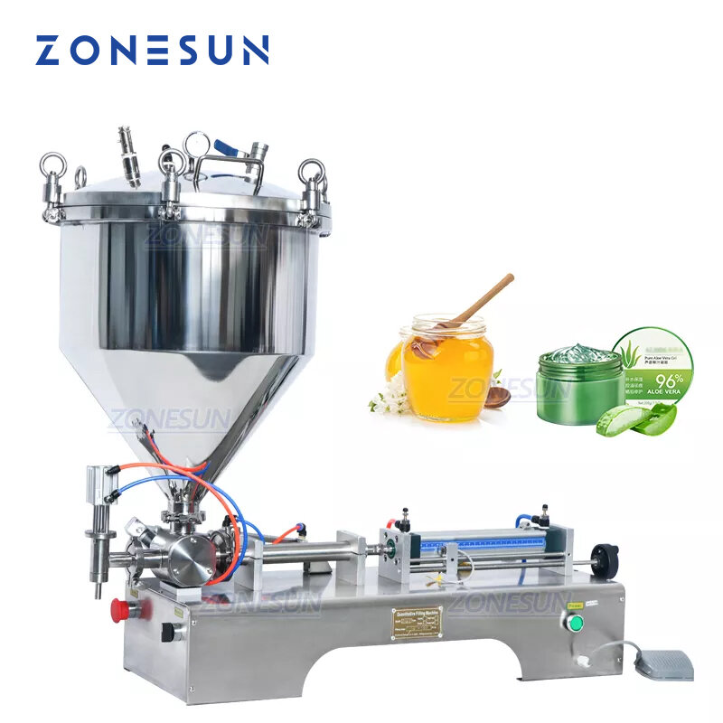 ZONESUN ZS-GTP1 هوائي سمكا السائل ملء Machine10-5000ML العسل لزجة زجاجة المشروبات فطيرة المربى الجسم متجر butte