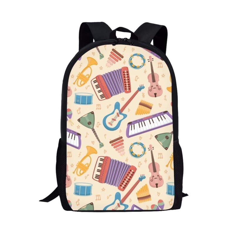 الكرتون تصميم آلة موسيقية على ظهره للمراهقين ، حقيبة مدرسية الطالب ، على ظهره اليومية غير رسمية ، حقيبة الكتب ، حقيبة تخزين السفر ، الأولاد ، الفتيات
