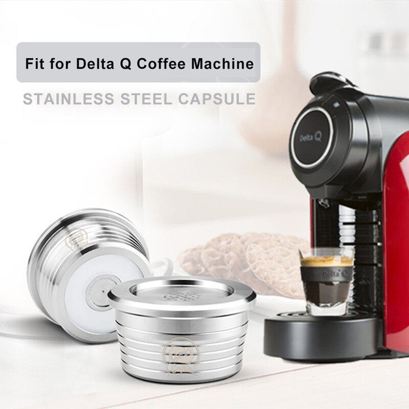 ICafilasStainless الصلب قابلة لإعادة الاستخدام القهوة كبسولة كبسولات القهوة القابلة لإعادة الملء فلتر الأكواب لآلة دلتا Q