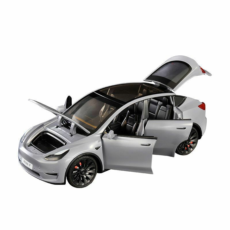موديل تسلا Y موديل 3 مع سيارة من سبيكة الشحن ، لعبة معدنية من دييكاست ، صوت وإضاءة ، هدية مقتنيات الأطفال ،
