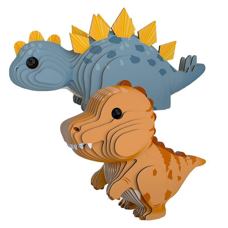 لغز ورق ديناصور ثلاثي الأبعاد ، ستيجوسورس ورابتور ، لعبة بانوراما الحيوانات ، نشاط تعليمي مونتيسوري