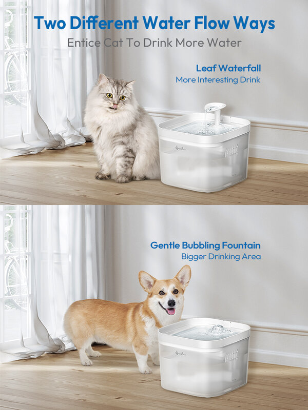 داونون باوس 2.2L التلقائي القط نافورة المياه الكلب موزع المياه شفافة تصفية شارب الحيوانات الأليفة الاستشعار الشرب المغذية