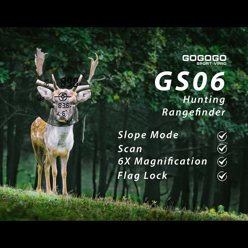 Gogogo Sport-Vpro جهاز بحث الصيد مع العرض الأخضر ، وضع سرعة الغولف ، 6X ليزر شفاف ، عداد المسافة ، GS06CA ، 1000 متر ، 600 متر
