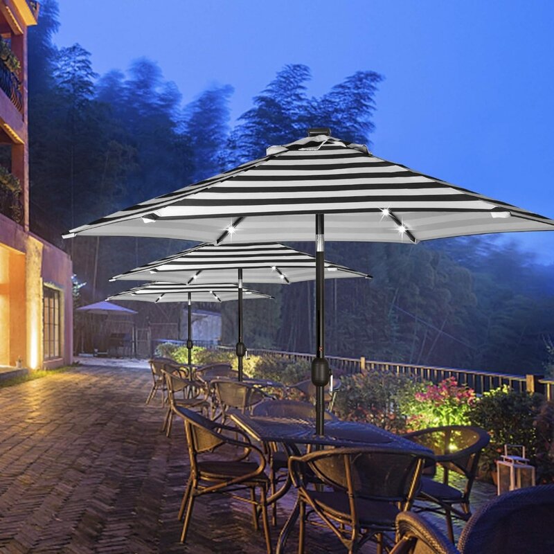 Blissn-Patio مظلة مع أضواء LED ، مظلة شمسية ، مظلة السوق ، إمالة و كرنك