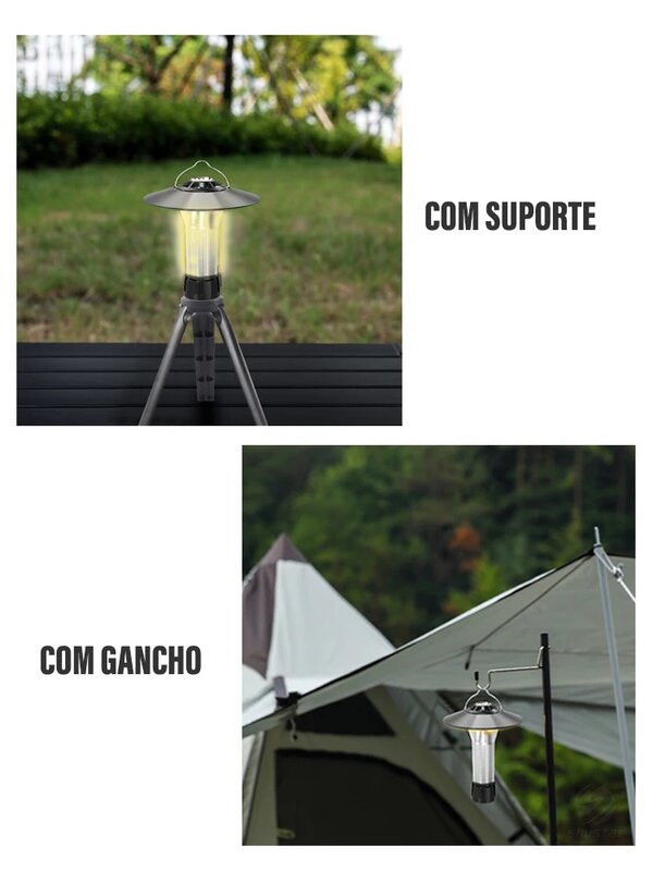 مصباح تخييم LED محمول متعدد الوظائف ، مصباح يدوي قابل لإعادة الشحن مع حامل مغناطيسي ، فانوس خيمة طوارئ مقاوم للماء في الهواء الطلق