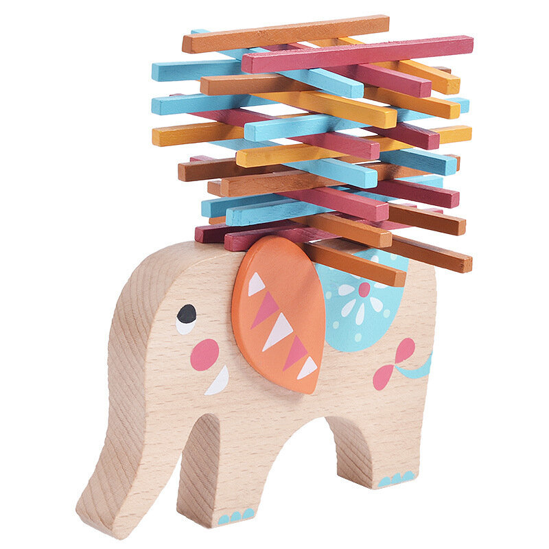 LIQU LIQU الفيل خشبية التراص لعبة التوازن لغز اللعب الملونة الوالدين والطفل التفاعل مضحك اللعب هدية للأطفال