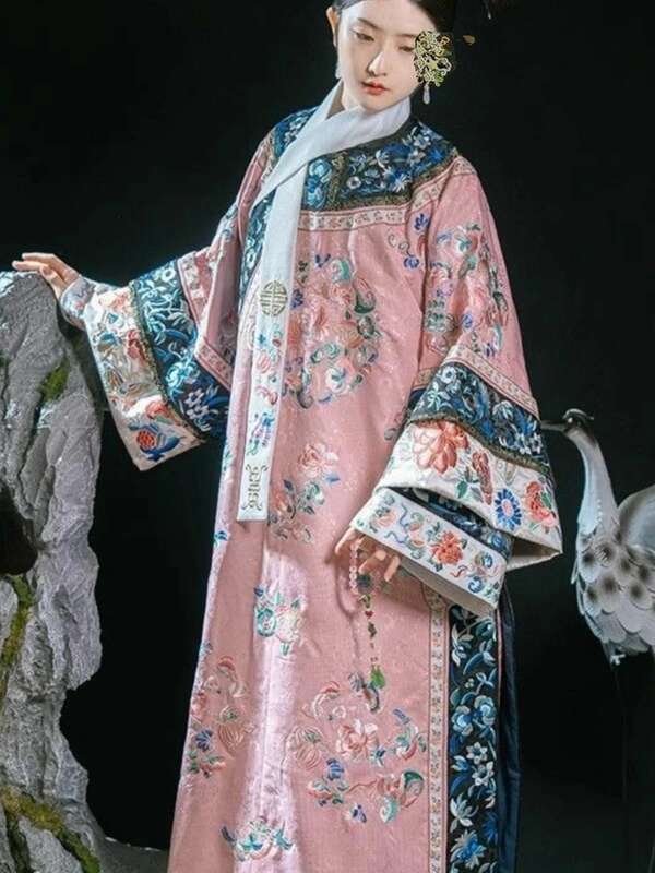 ملابس هان النسائية الصينية ، أسرة تشينغ ، نمط المحظية الإمبراطورية ، بلاكيت مطبوع ، ملابس كابا بلوفياليس ، جديدة