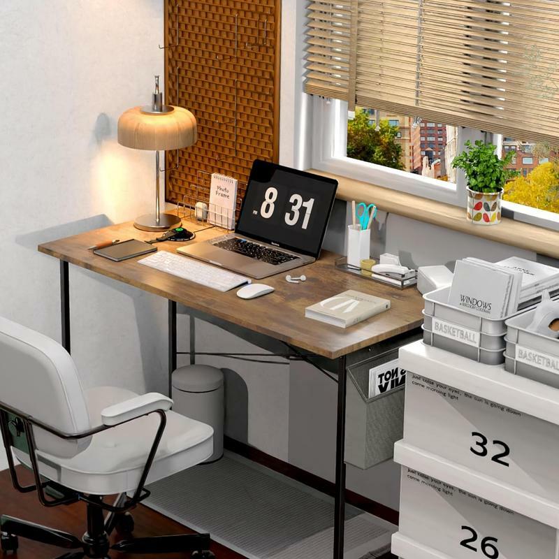 مكتب كتابة صغير مع حقيبة تخزين ، طاولة كمبيوتر ، طراز حديث وبسيط ، بني ، منزل ومكتب ، 40 بوصة