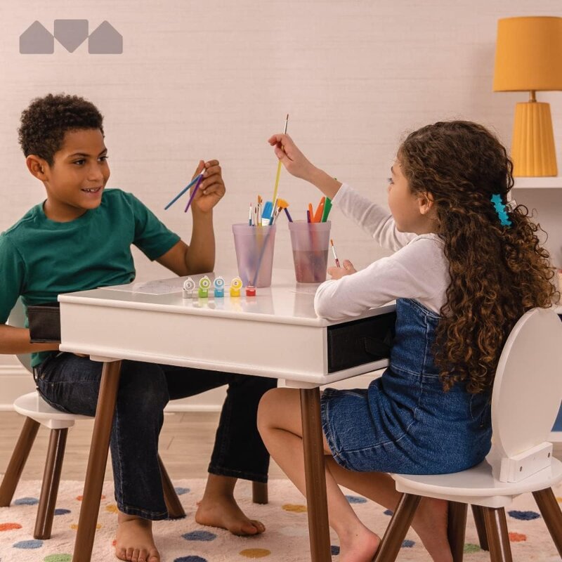 طقم طاولة وكرسي حديث لمنتصف القرن مع سلال تخزين للأطفال ، مجموعة لعب للأنشطة ، أثاث للأطفال ، ملياردو