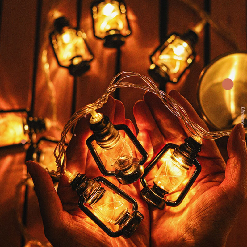10LED مصباح زيتي الكيروسين الرجعية الحنين سلسلة أضواء التخييم هالوين عيد الميلاد أضواء الزخرفية غرفة السرير ليلة ضوء الغلاف الجوي