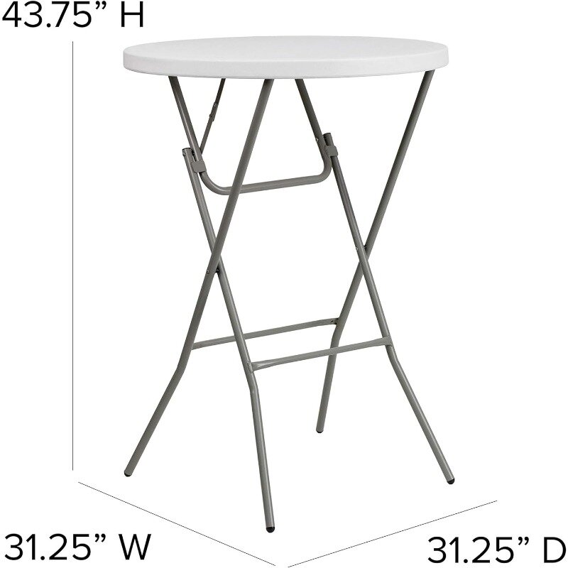 طاولة بار مستديرة قابلة للطي ، أثاث خارجي ، ارتفاع عمود بلاستيكي ، جرانيت أبيض ، مجموعة من 4