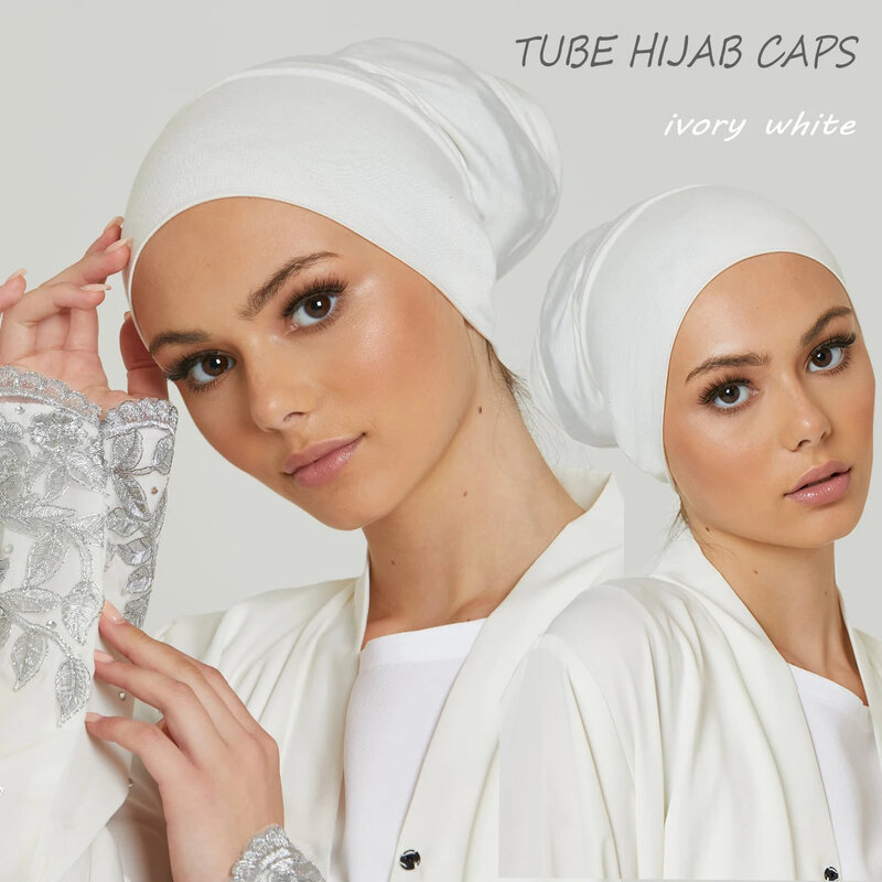 غطاء حجاب داخلي من القطن للنساء ، عمامة مطاطية إسلامية ، وشاح داخلي إسلامي ، قبعة ، عقال أنبوبي للإناث ، جديد