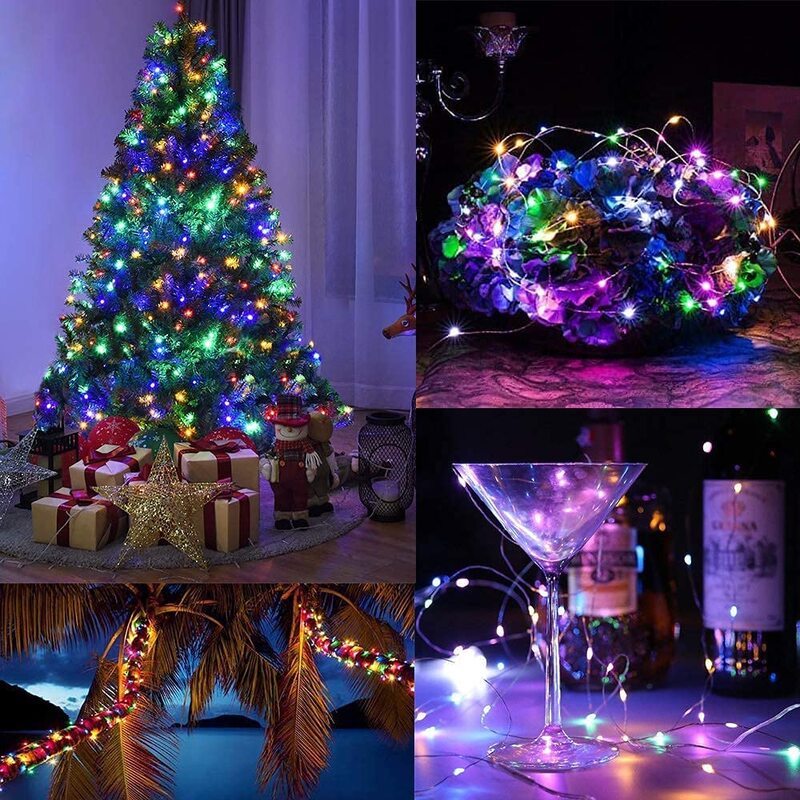أضواء LED نحاسية خرافية مع جهاز تحكم عن بعد ، USB ، بطارية ، إكليل عيد الميلاد ، مصباح سلسلة ، حفل زفاف ، تخييم ، جهاز منزلي ، 10 م ، 20 م