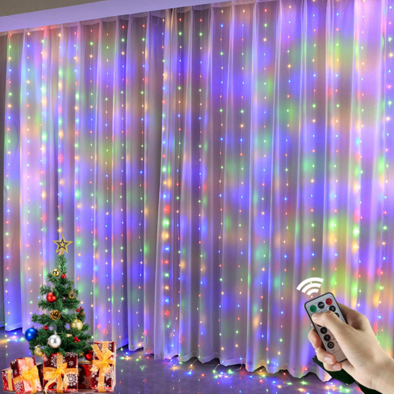 سلاسل الإضاءة LED الأسلاك النحاسية الستار أضواء جارلاند نافذة USB الطاقة الجنية البعيد جارلاند Led أضواء عيد الميلاد الديكور