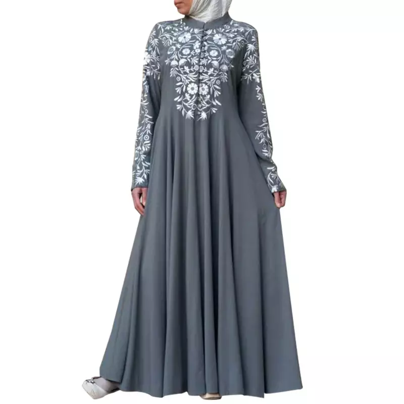 فستان بأكمام طويلة للمرأة المسلمة ، زهرة ، عربية ، ملابس غير رسمية إسلامية