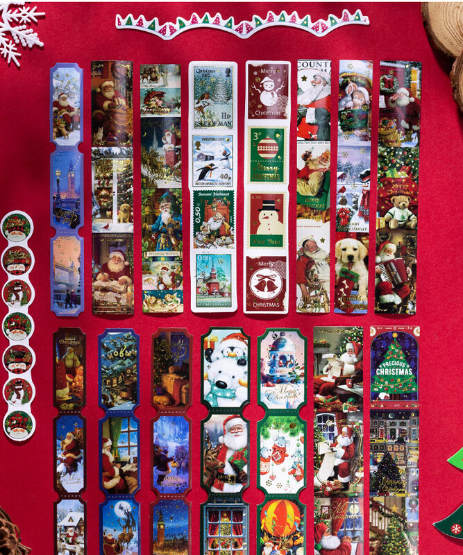 36 قطعة/الحقيبة عيد الميلاد قصة سلسلة ختم ملصقات حساب اليد DIY بها بنفسك عطلة المواد الديكور الزنجبيل رجل الرنة سانتا