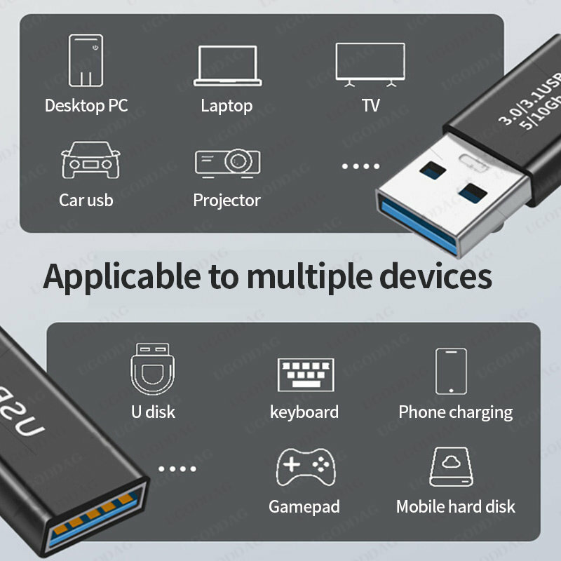 USB 3.0 موصل USB إلى USB محول 5Gbps Gen1 ذكر إلى ذكر أنثى USB محول SSD HDD كابل تمديد USB 3.0 شمعة تمديد