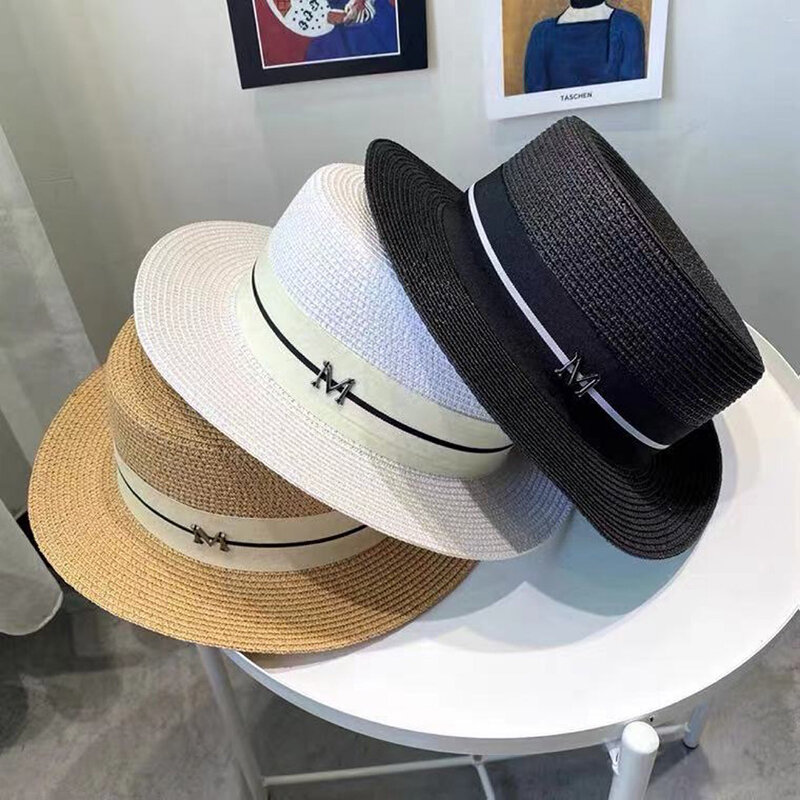 قبعة شمس للشاطئ من بنما للنساء ، قبعات من القش ، قبعة سفر من بنما ، قبعة جاز فاخرة أنيقة ، جديدة ، صيفية