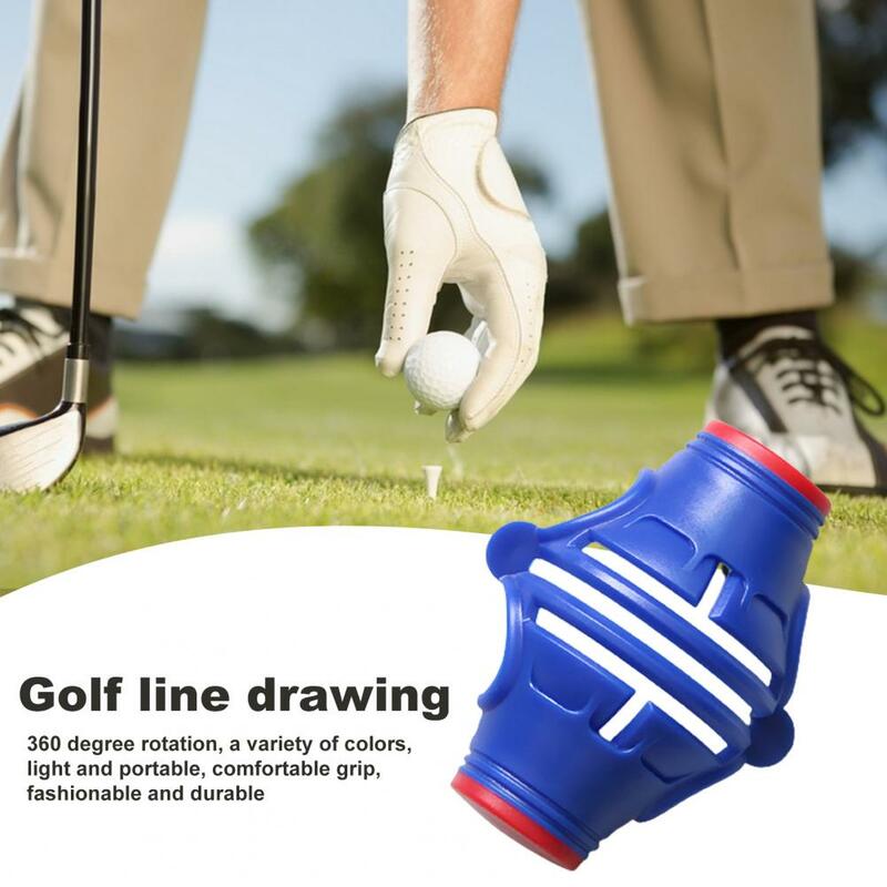 أداة وضع علامات المحاذاة المحمولة على شكل ثلاثة خطوط احترافية للرسم على شكل كرة الغولف مزودة بقذيفة بلاستيكية 360 درجة